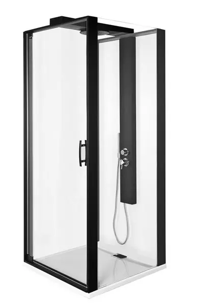 Душевая кабина «Vitra» Zest 90/90 низкий поддон прозрачная/черная без крыши правая